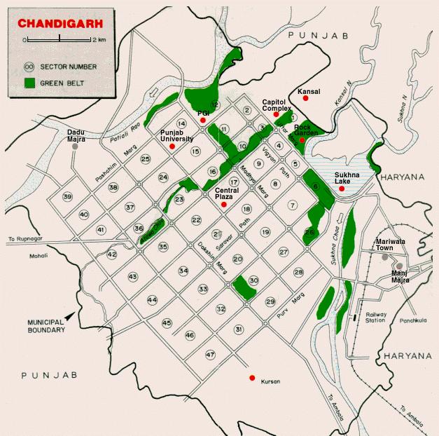 Stadtplan Chandigarhs